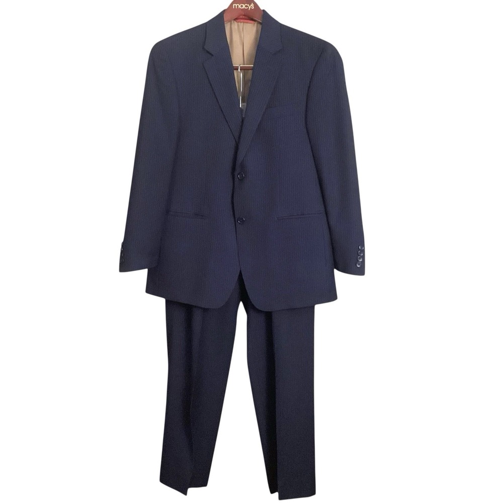 Izod Men's Blue Pinstripe Classic-Fit Jacket Pants‎ 2-Piece Suit Size 38S
